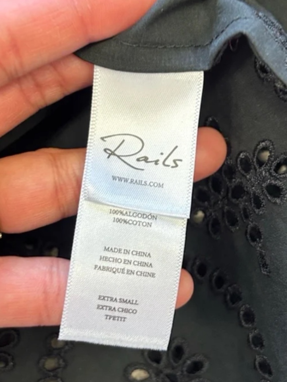 Rails Lucia Black Eyelet Dress size XS $268 Tiered Midi - Picture 4 of 9